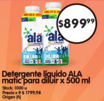 Supermercados Buenos Días Detergente Liquido ALA Matic para Diluir x 500ml oferta