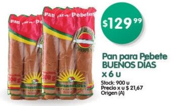 Supermercados Buenos Días Pan para Pebete BUENOS DÍAS x 6u oferta
