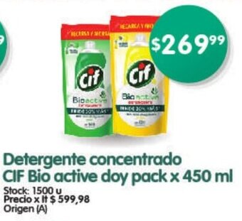 Supermercados Buenos Días Detergente Concentrado CIF Bio Active x 450ml oferta