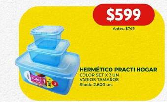 Hermético practi hogar color set x 3 un varios tamaños