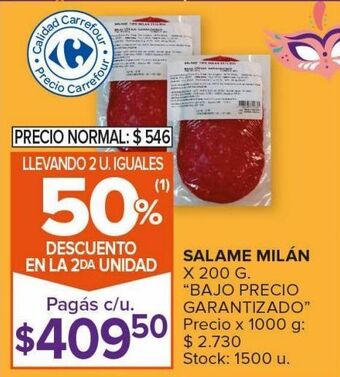Carrefour Maxi Salame milán x 200g oferta