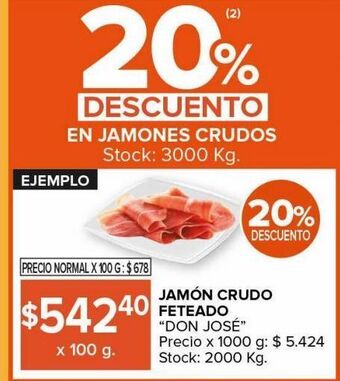 Carrefour Maxi Jamón crudo feteado x 100g oferta
