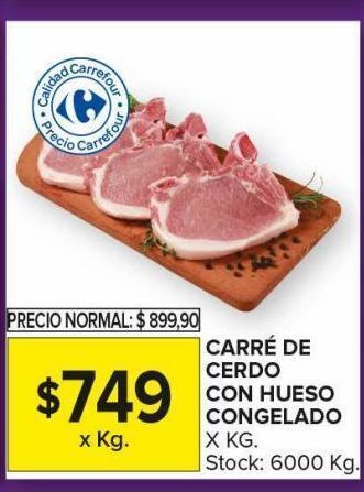 Carrefour Maxi Carré de cerdo con hueso congelado x kg oferta