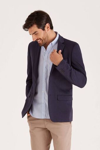 Macowens Saco de punto azul marino melange oferta