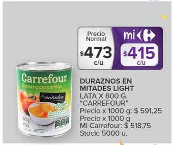 Carrefour Duraznos en mitades light oferta