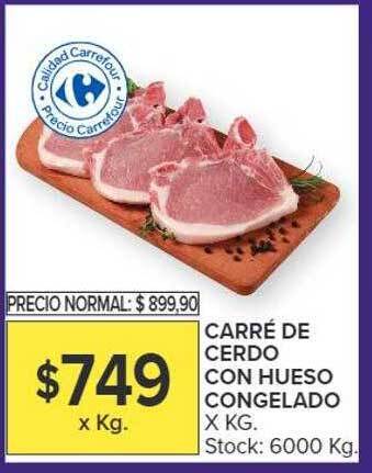 Carrefour Carré de cerdo con hueso congelado oferta