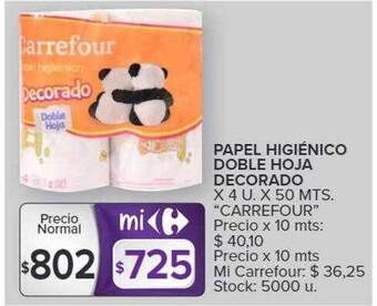 Carrefour Papel higiénico doble hoja decorado oferta