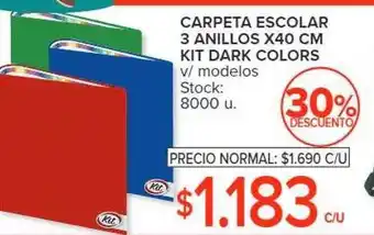 Carrefour Carpeta escolar 3 anillos kit dark colors oferta