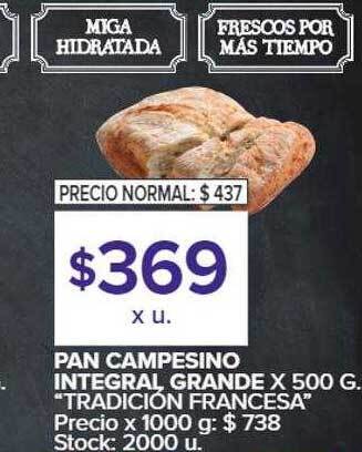Carrefour Pan campesino integral grande oferta