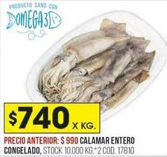Coto Calamar entero congelado oferta