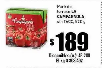 Cooperativa Obrera Puré de tomate la campagnola sin tacc oferta