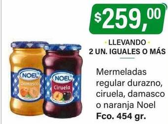 Supermercados Damesco Mermeladas regular durazno, ciruela, damasco o naranja noel oferta