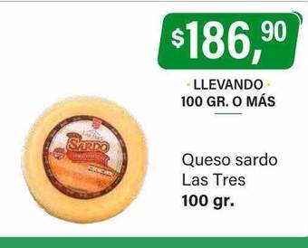 Supermercados Damesco Queso sardo las tres oferta