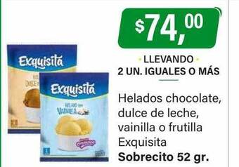 Supermercados Damesco Helados chocolate, dulce de leche, vainilla o frutilla exquisita oferta