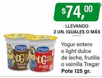 Supermercados Damesco Yogur entero o light dulce de leche, frutilla o vainilla tregar oferta