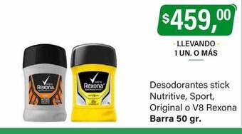 Supermercados Damesco Desodorantes stick nutritive, sport, original o v8 rexona oferta