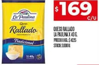 Supermercados DIA Queso Rallado La Paulina 40g oferta