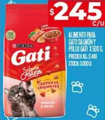 Supermercados DIA Alimento para Gato SAlmon y Pollo Gati 500g oferta