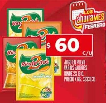Supermercados DIA Jugo en Polvo Varios Sabores Rinde 2 x 18g oferta