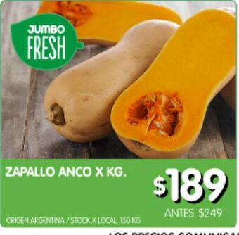 Jumbo Zapallo anco x kg oferta