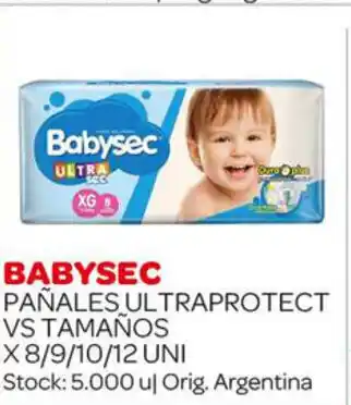 Carrefour Maxi Babysec Pañales Ultraprotect Vs Tamaños x 8/9/10/12 Uni oferta