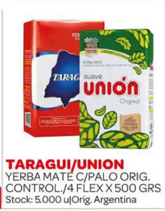 Carrefour Maxi Trague/Union Yerba Mate C/Palo Orig. Control./4Flex x 500grs oferta