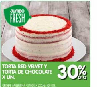 Jumbo Torta red velvet y torta de chocolate oferta