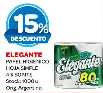 Carrefour Maxi Elegante Papel Higienico Hoja Siimple 4 x 80mts oferta