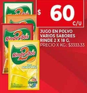 Supermercados DIA Jugo en Polvo Varios Sabores Rinde 2 x 18g oferta