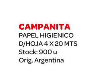 Carrefour Maxi Campanita Papel Higienico D/Hoja 4 x 20mts oferta