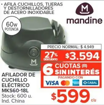 Mandine Afilador de Cuchillo Eléctrico MKS60-18L