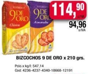 Maxiconsumo Bizcochos 9 de Oro 210g oferta