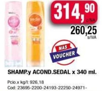 Maxiconsumo Shamp.y Acond, Sedal 340ml oferta