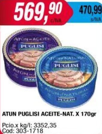 Maxiconsumo Atun Puglisi Aceite-Nat 170g oferta