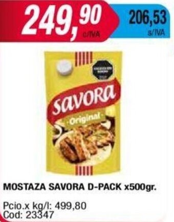Maxiconsumo Mostaza Savora D-Pack 500g oferta
