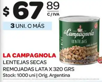 Carrefour Maxi La Campagnola Lentejas Secas Remojadas Lata x 320grs oferta