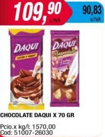 Maxiconsumo Chocolate Daqui 70g oferta
