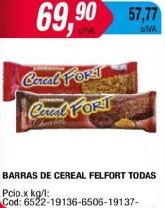 Maxiconsumo Barras de Cereal Felfort Todas oferta