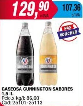 Maxiconsumo GAseosa Cunnington Sabores 1,5L oferta