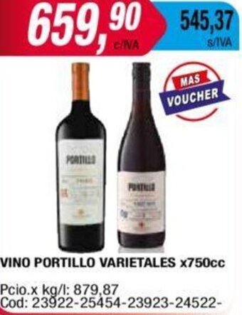 Maxiconsumo Vino Portillo Varietales 750cc oferta