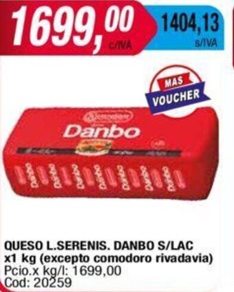 Maxiconsumo Queso L. Serenis Danbo S/Lac 1kg oferta