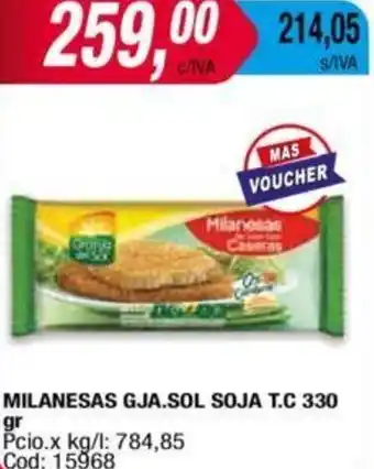 Maxiconsumo Milanesas GJA.SOL Soja T.C 330g oferta