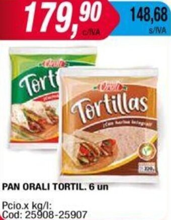 Maxiconsumo Pan Orali Tortil 6 un oferta