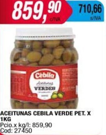 Maxiconsumo Aceitunas Cebila Verde Pet. X 1kg oferta