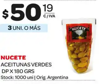 Carrefour Maxi Nucete Aceitunas Verdes Dp x 180grs oferta