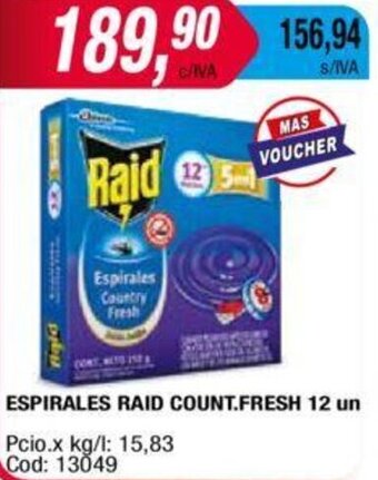 Maxiconsumo Espirales Raid Count. Fresh 12 un oferta