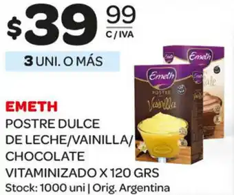 Carrefour Maxi Emeth Postre Dulce De Leche/Vainilla/Chocolate Vitaminizado x 120 grs oferta