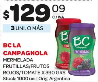 Carrefour Maxi BC La Campagnola Mermelada Frutillas/Frutos Rojos/Tomate x 390grs oferta