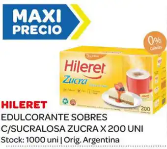 Carrefour Maxi Hileret Edulcorante Sobres C/Sucralosa Zucra x 200 Uni oferta