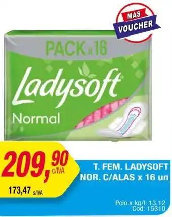 Maxiconsumo T. Fem. Ladysoft Nor C/Alas 16un oferta